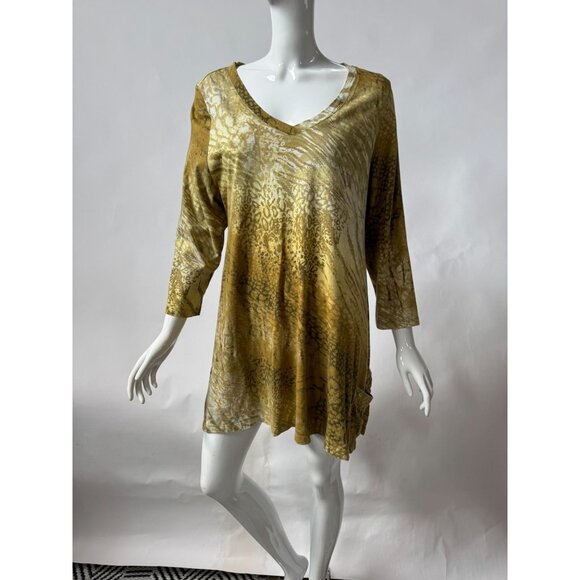 Lori Goldstein XL Animal Print Metallic Tunic Top - Picture 10 of 16